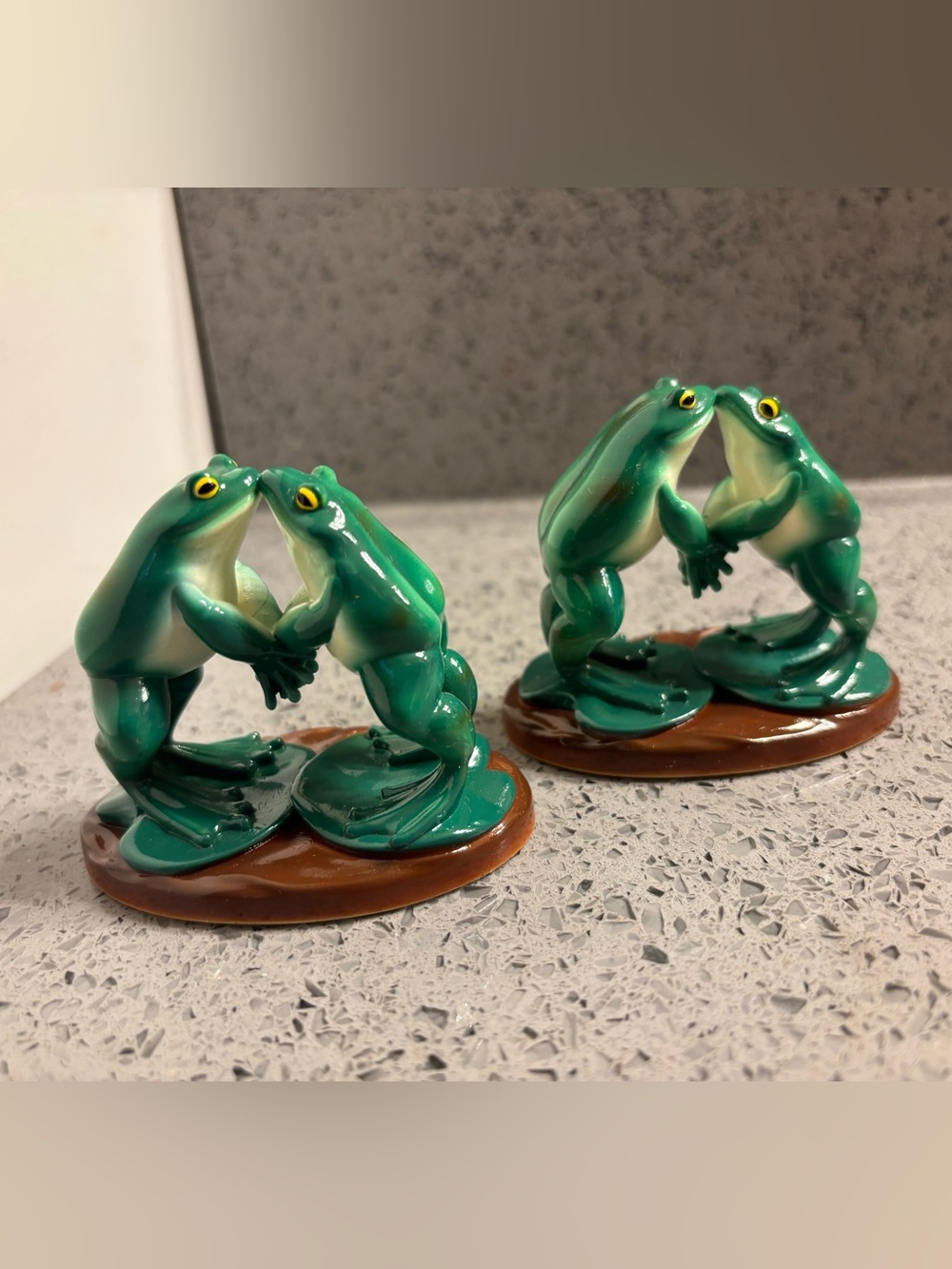 Green Frog Pair Ceramic Figurines - Home Accents